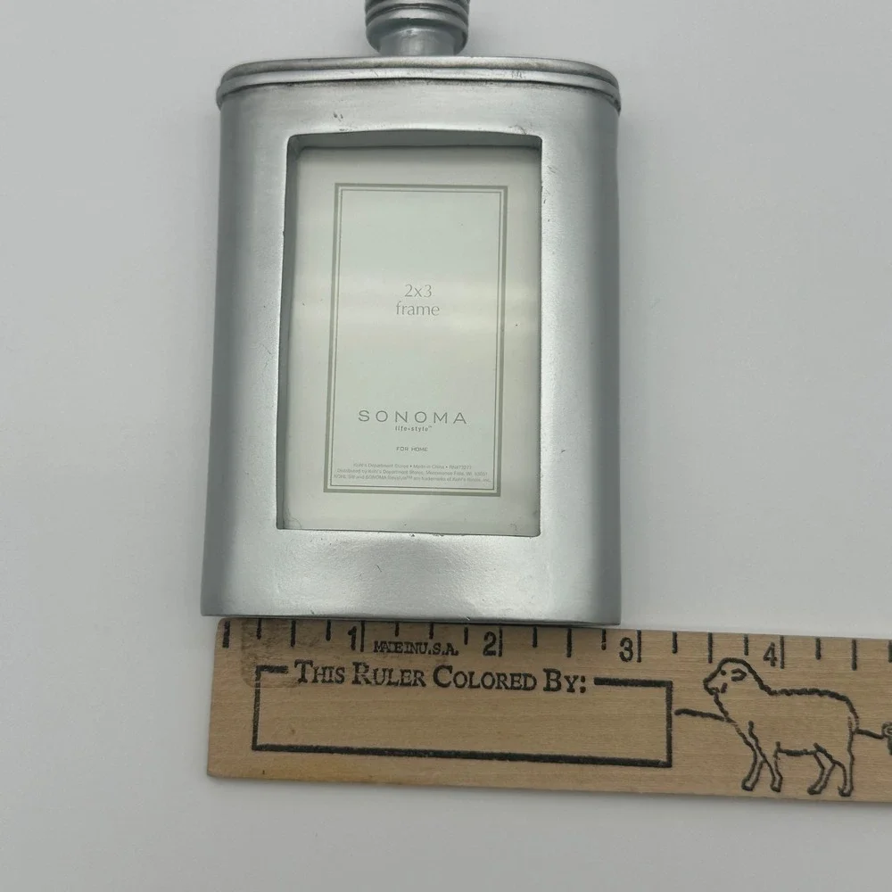 Sonoma Life Style Silver Flask Shaped Novelty Picture Frame 2x3 Photo Decor